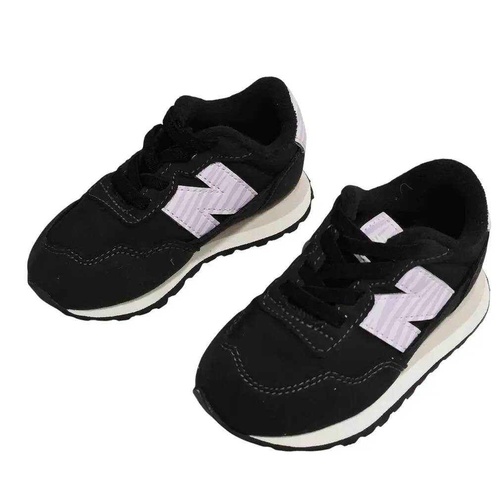 New Balance 237 in Black Lilac Glo Leather Slip on Sneaker Toddler Size 6.5